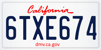 CA license plate 6TXE674