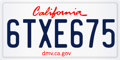 CA license plate 6TXE675