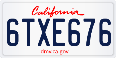 CA license plate 6TXE676
