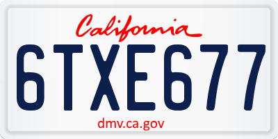 CA license plate 6TXE677