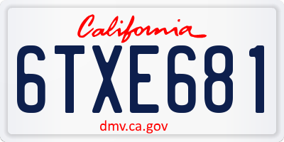 CA license plate 6TXE681