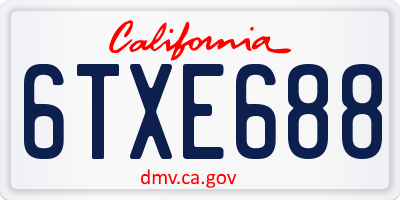 CA license plate 6TXE688