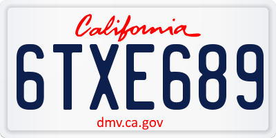 CA license plate 6TXE689