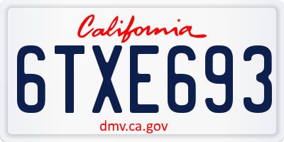 CA license plate 6TXE693