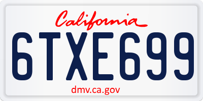 CA license plate 6TXE699