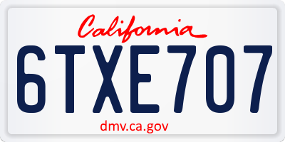 CA license plate 6TXE707