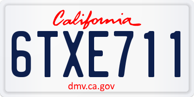 CA license plate 6TXE711