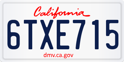 CA license plate 6TXE715