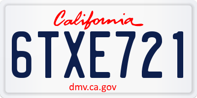 CA license plate 6TXE721