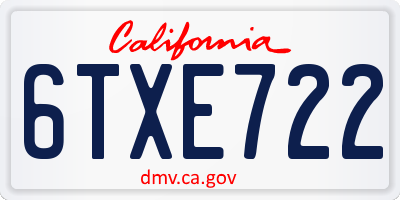 CA license plate 6TXE722