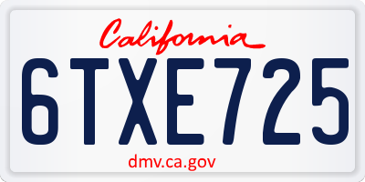 CA license plate 6TXE725