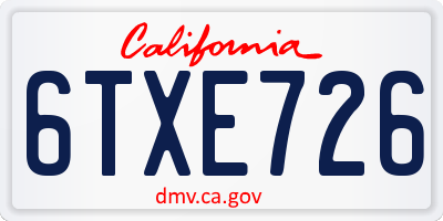 CA license plate 6TXE726