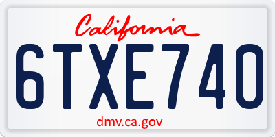 CA license plate 6TXE740