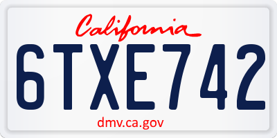 CA license plate 6TXE742