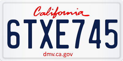 CA license plate 6TXE745