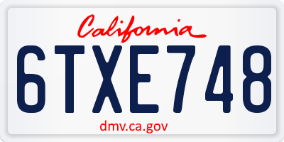 CA license plate 6TXE748
