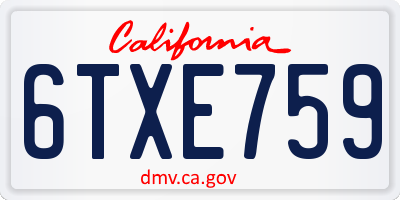 CA license plate 6TXE759