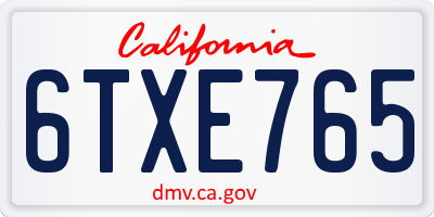 CA license plate 6TXE765