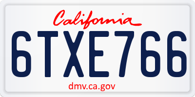 CA license plate 6TXE766
