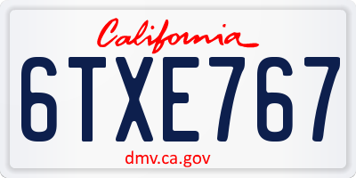 CA license plate 6TXE767
