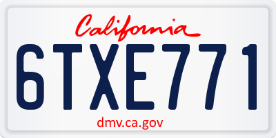 CA license plate 6TXE771