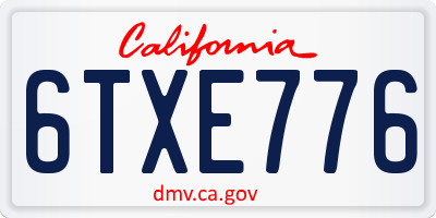 CA license plate 6TXE776
