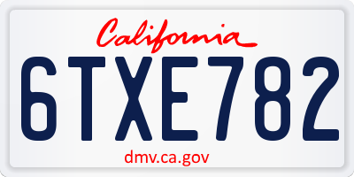 CA license plate 6TXE782