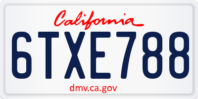 CA license plate 6TXE788