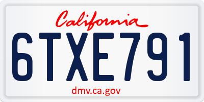 CA license plate 6TXE791