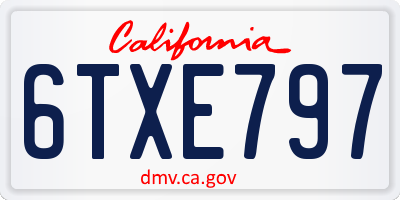 CA license plate 6TXE797