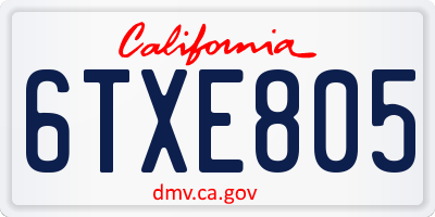 CA license plate 6TXE805