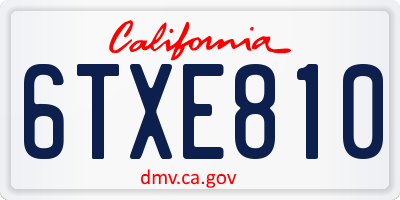 CA license plate 6TXE810
