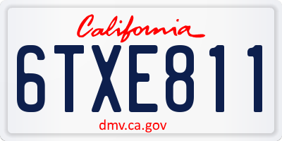CA license plate 6TXE811