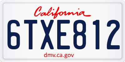CA license plate 6TXE812