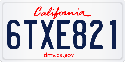 CA license plate 6TXE821