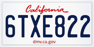 CA license plate 6TXE822