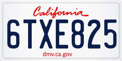 CA license plate 6TXE825