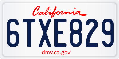 CA license plate 6TXE829