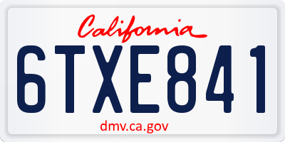 CA license plate 6TXE841