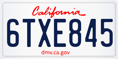 CA license plate 6TXE845