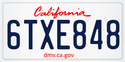 CA license plate 6TXE848