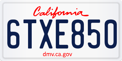 CA license plate 6TXE850