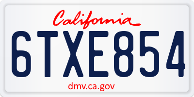 CA license plate 6TXE854