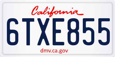 CA license plate 6TXE855