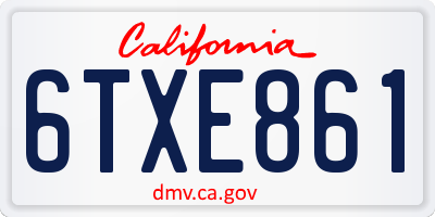 CA license plate 6TXE861