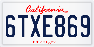 CA license plate 6TXE869