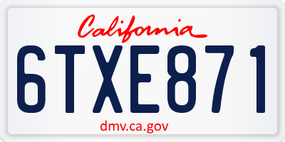 CA license plate 6TXE871