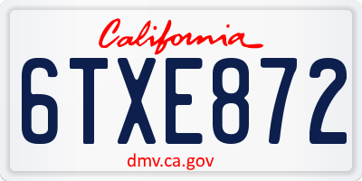 CA license plate 6TXE872