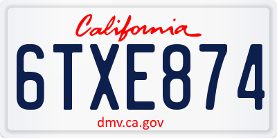 CA license plate 6TXE874