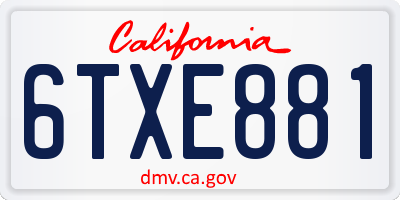 CA license plate 6TXE881